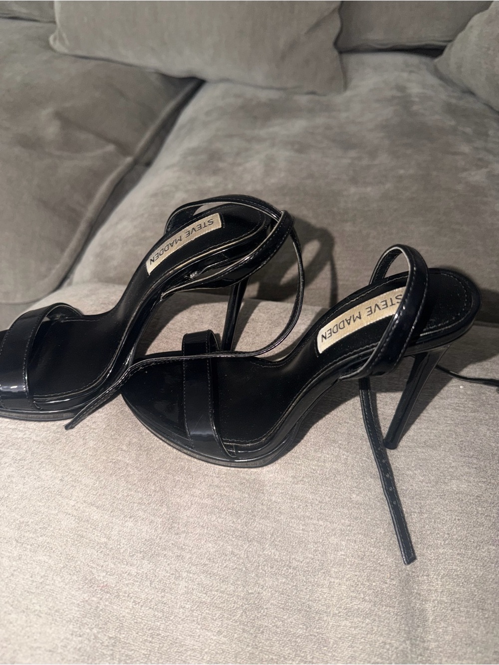 Steve Madden Black Patent Stiletto Sandals